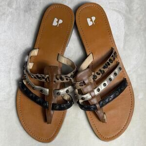 Nordstrom BP Women’s Size 8M Sandals Leopard Print, Metallic, Black Stud Details